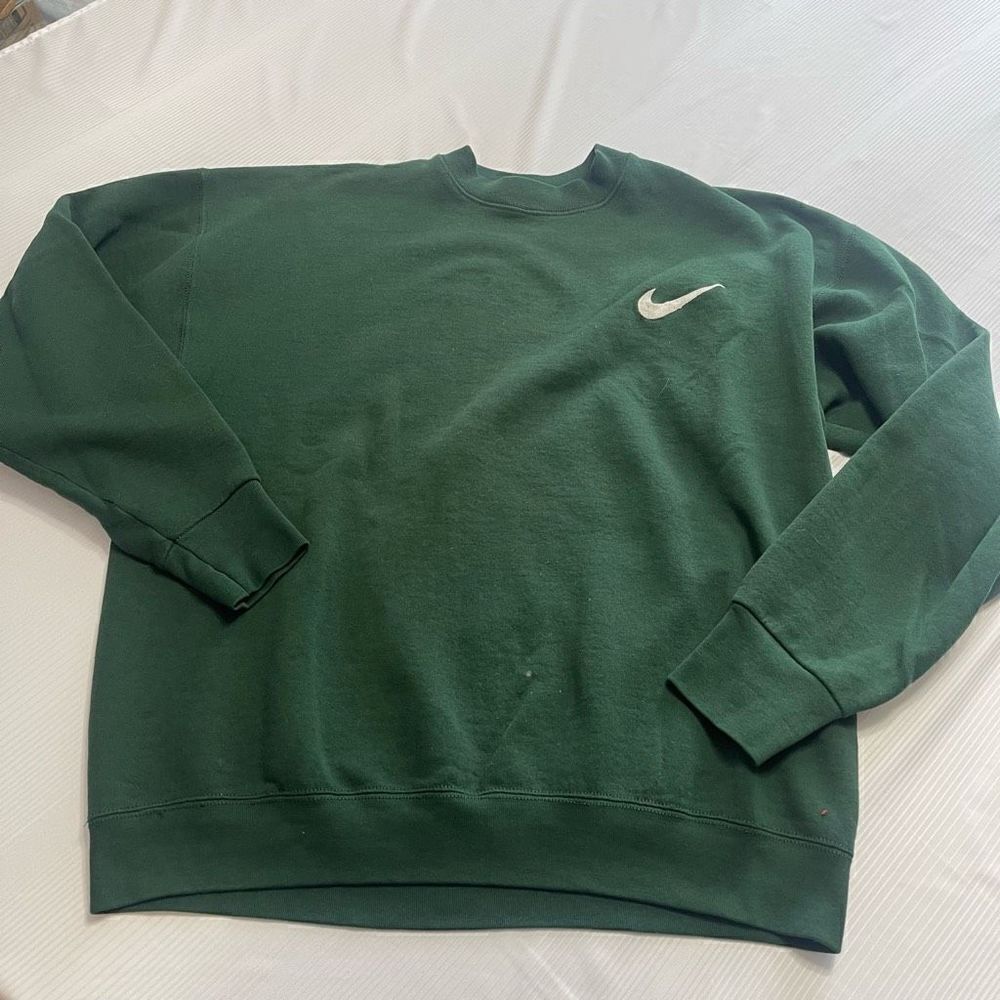 Nike Green VTG 90s Swoosh Y2K Crewneck Sweatshirt Size XL